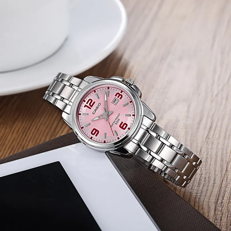 Casio Enticer Pink Dial Triple-fold Ladies Watch- LTP-1314D-5A